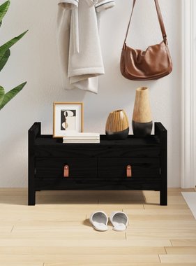 VidaXL Halbankje 80x40x43 cm massief grenenhout zwart