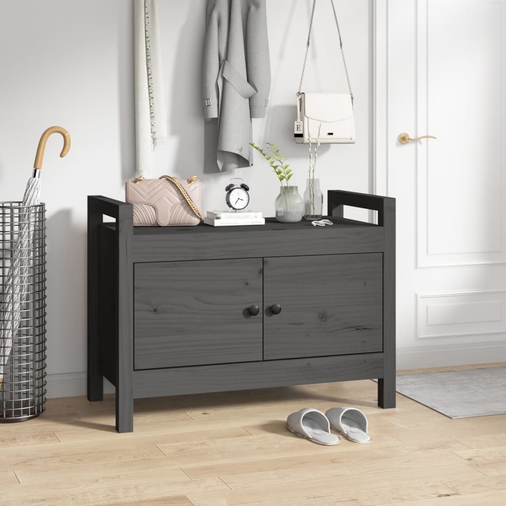 VidaXL Halbankje 80x40x60 cm massief grenenhout grijs
