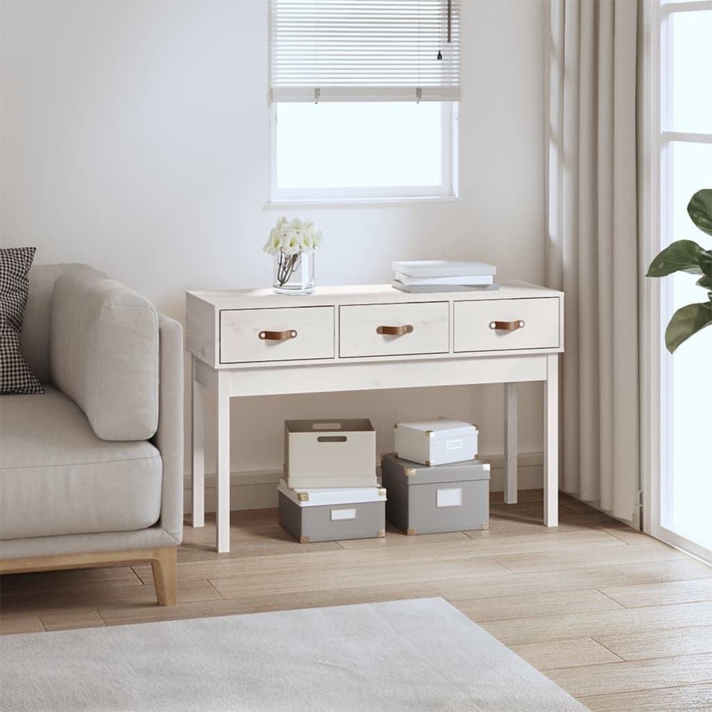 VidaXL Wandtafel 114x40x75 cm massief grenenhout wit