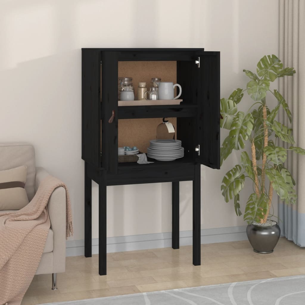 VidaXL Hoge kast 60x40x120 cm massief grenenhout zwart