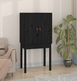 VidaXL Hoge kast 60x40x120 cm massief grenenhout zwart