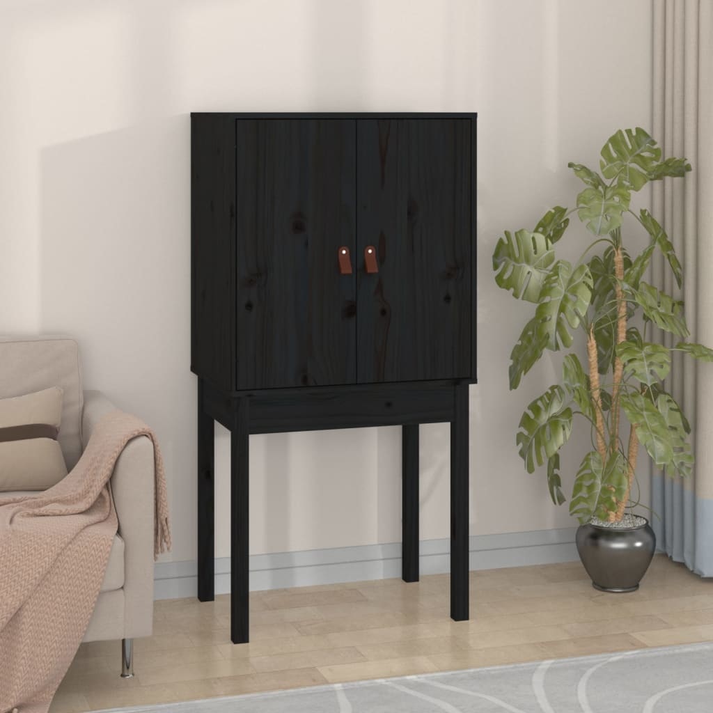 VidaXL Hoge kast 60x40x120 cm massief grenenhout zwart