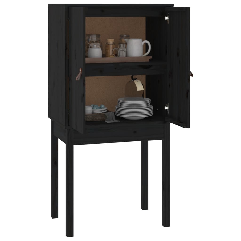 VidaXL Hoge kast 60x40x120 cm massief grenenhout zwart