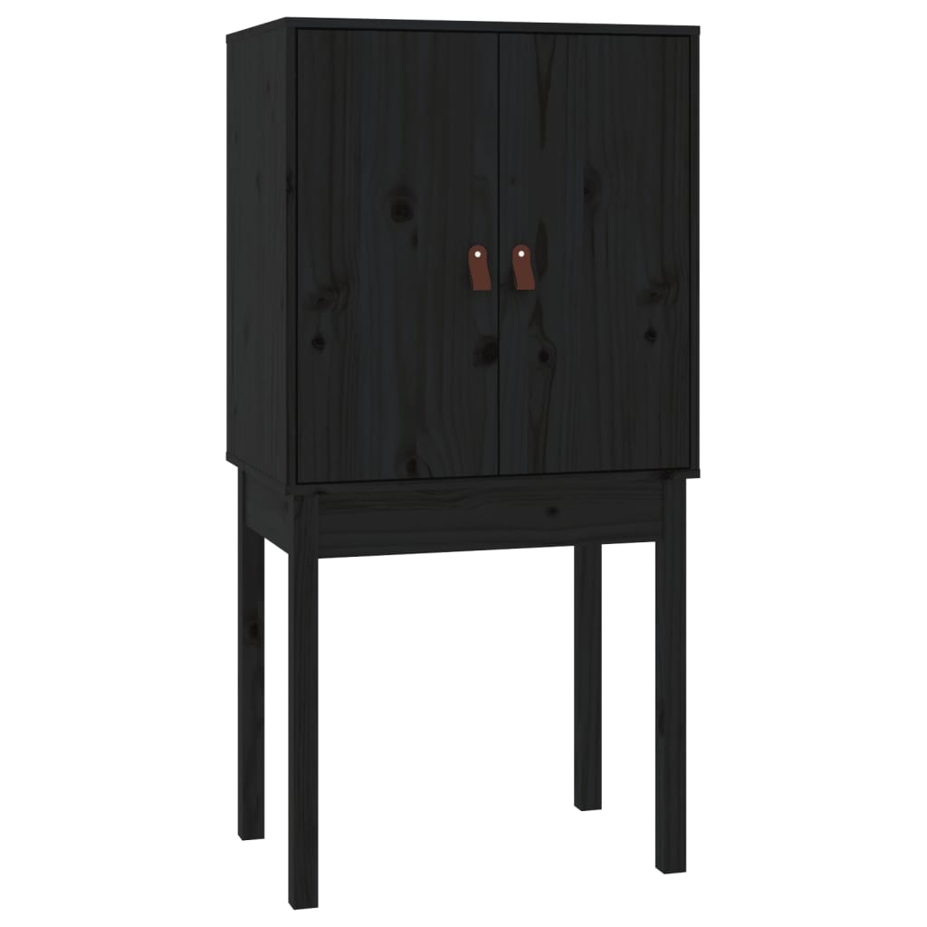 VidaXL Hoge kast 60x40x120 cm massief grenenhout zwart