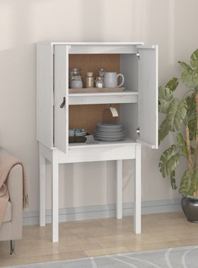 VidaXL Hoge kast 60x40x120 cm massief grenenhout wit