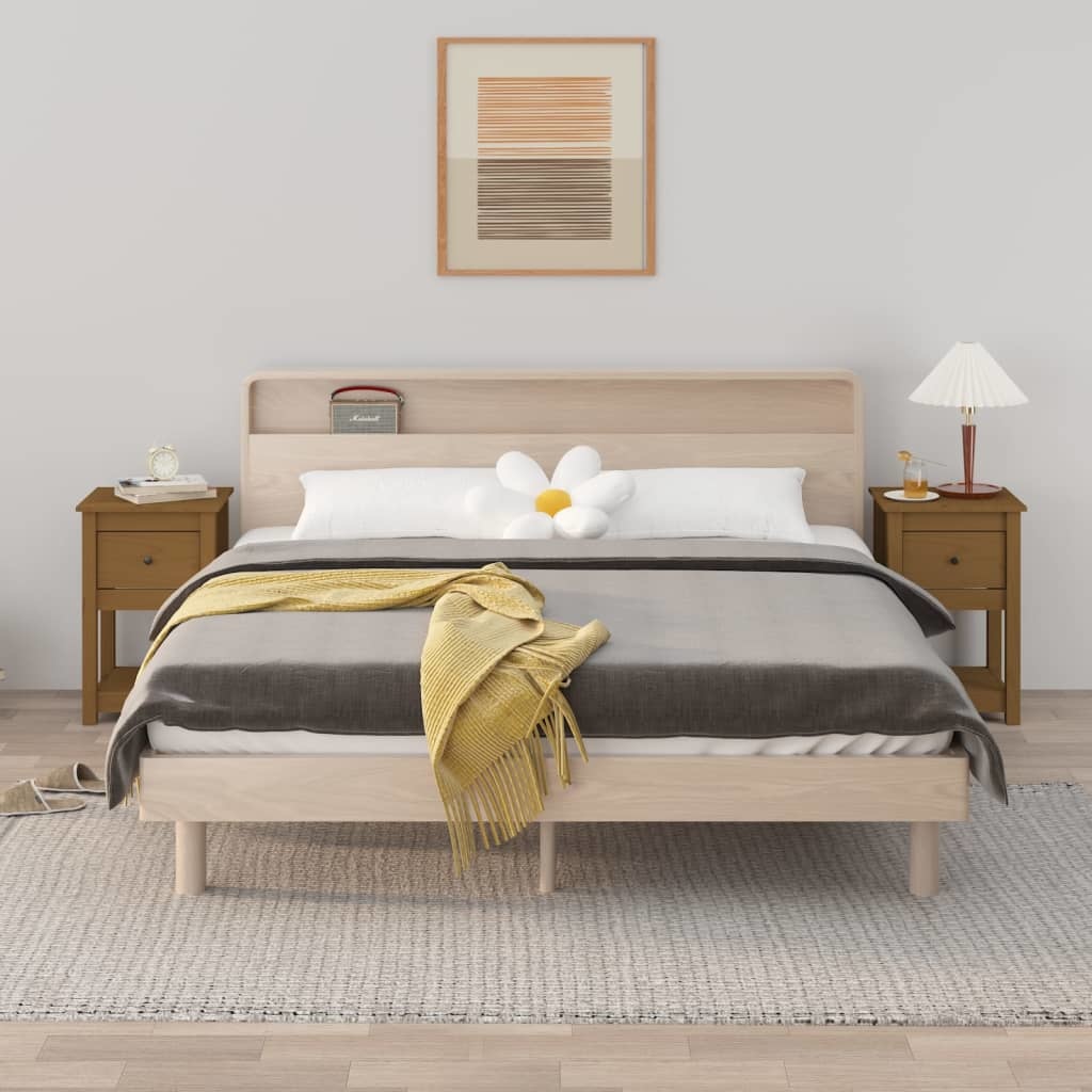VidaXL Nachtkastjes 2 st 40x35x61,5 cm massief grenenhout honingbruin