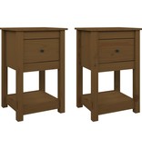 VidaXL Nachtkastjes 2 st 40x35x61,5 cm massief grenenhout honingbruin