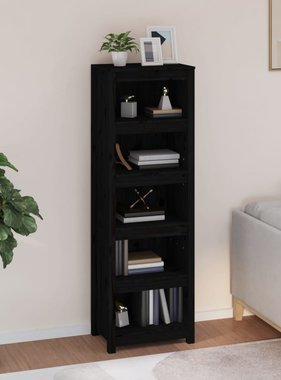 VidaXL Boekenkast 50x35x154 cm massief grenenhout zwart
