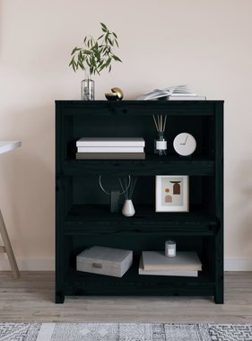 VidaXL Boekenkast 80x35x97 cm massief grenenhout zwart