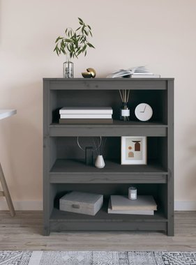 VidaXL Boekenkast 80x35x97 cm massief grenenhout grijs