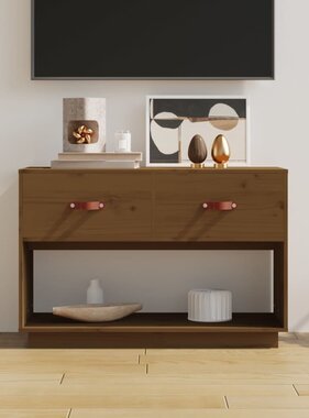 VidaXL Tv-meubel 90x40x60 cm massief grenenhout honingbruin