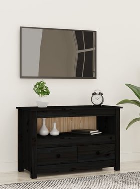 VidaXL Tv-meubel 79x35x52 cm massief grenenhout zwart