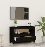 VidaXL Tv-meubel 79x35x52 cm massief grenenhout zwart