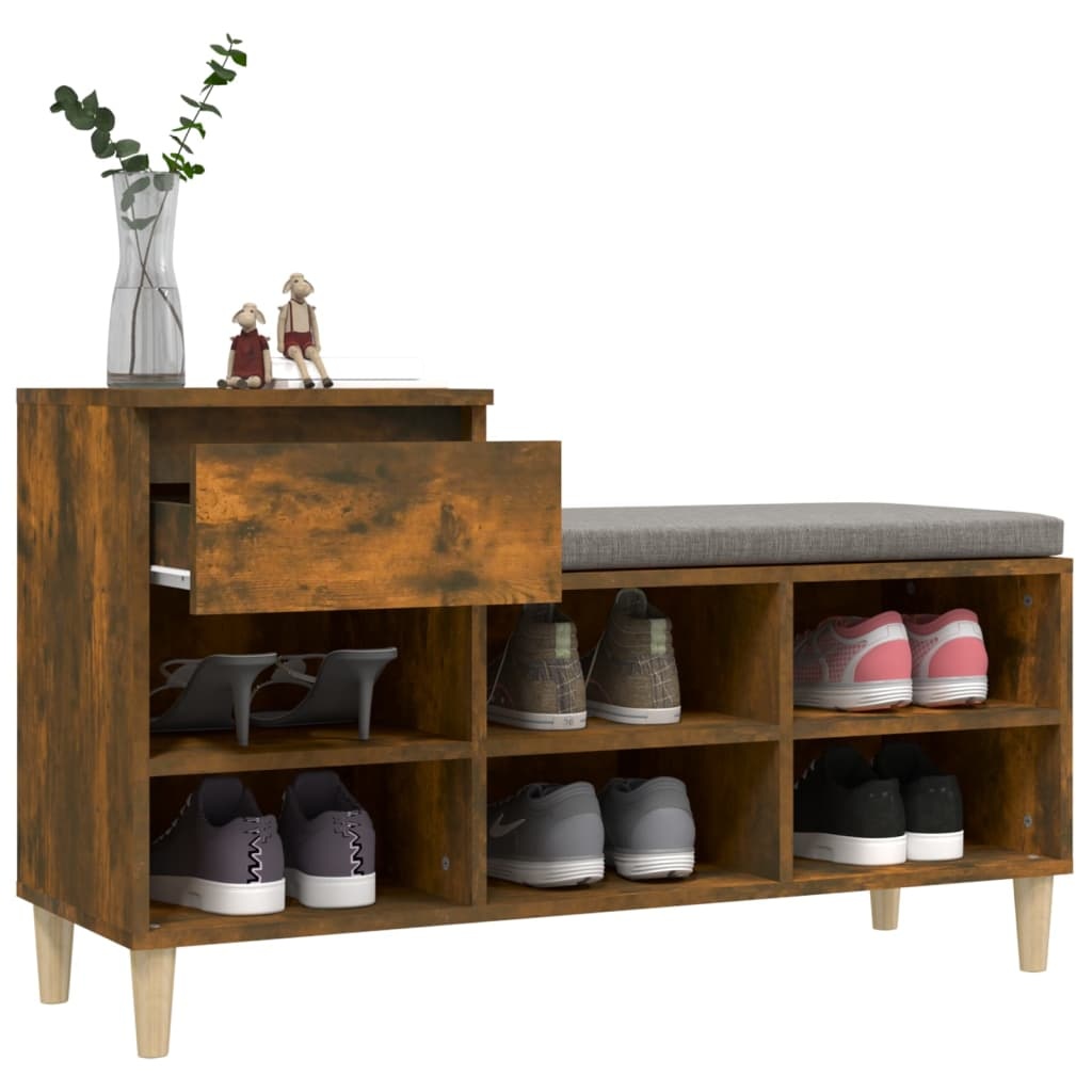 VidaXL Schoenenkast 102x36x60 cm bewerkt hout gerookt eikenkleurig