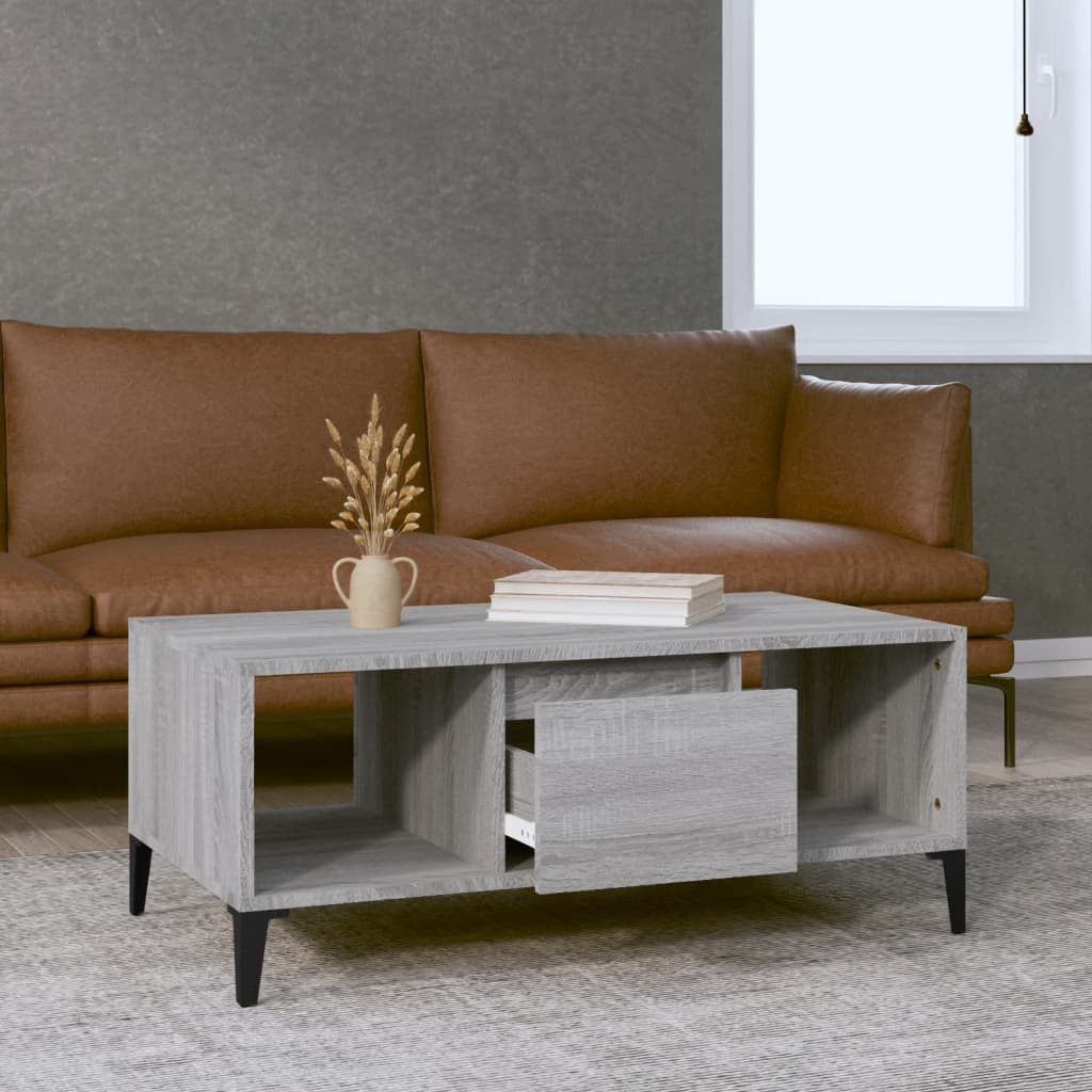 VidaXL Salontafel 90x50x36,5 cm bewerkt hout grijs sonoma