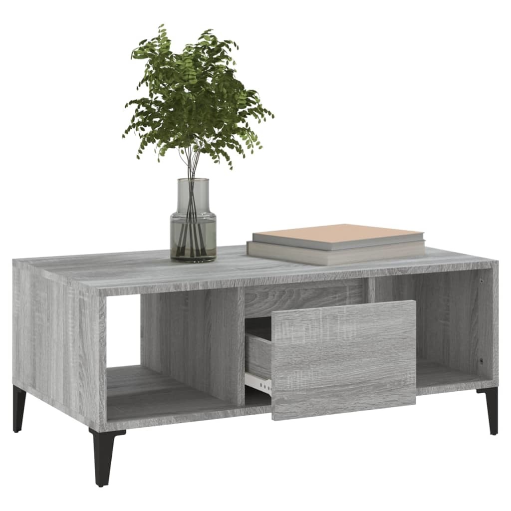 VidaXL Salontafel 90x50x36,5 cm bewerkt hout grijs sonoma