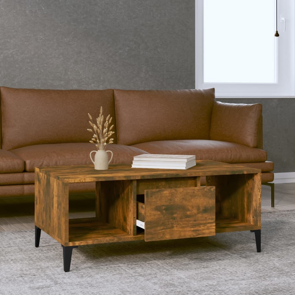 VidaXL Salontafel 90x50x36,5 cm bewerkt hout gerookt eikenkleurig