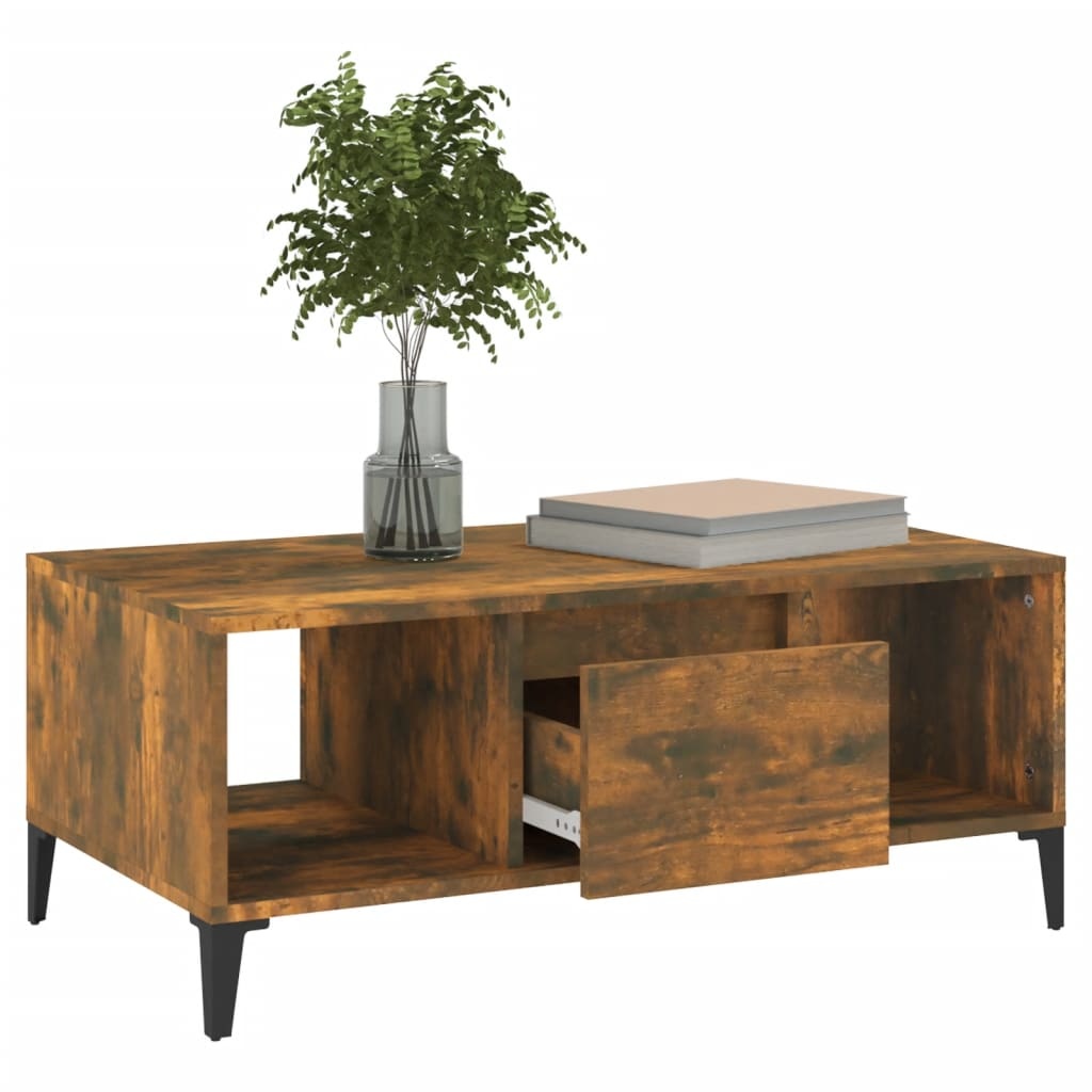 VidaXL Salontafel 90x50x36,5 cm bewerkt hout gerookt eikenkleurig