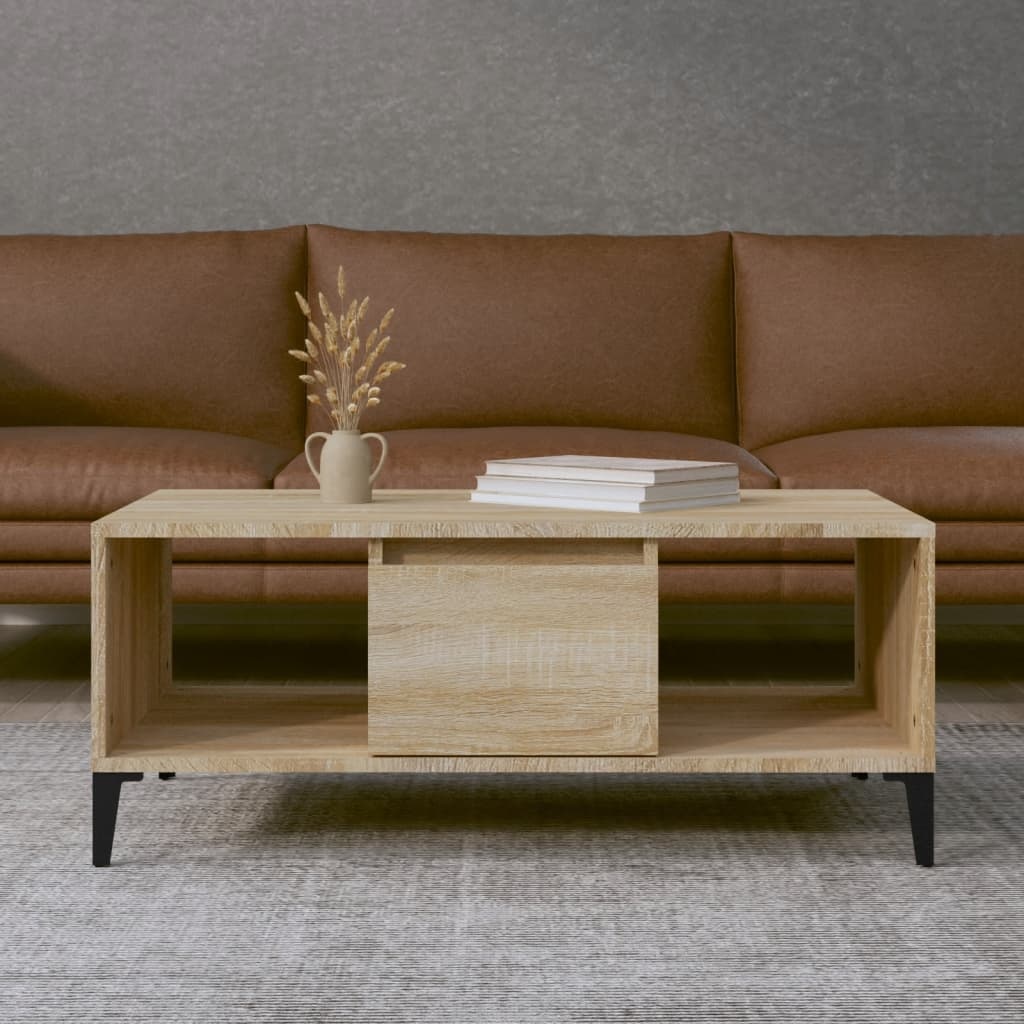 VidaXL Salontafel 90x50x36,5 cm bewerkt hout sonoma eikenkleurig