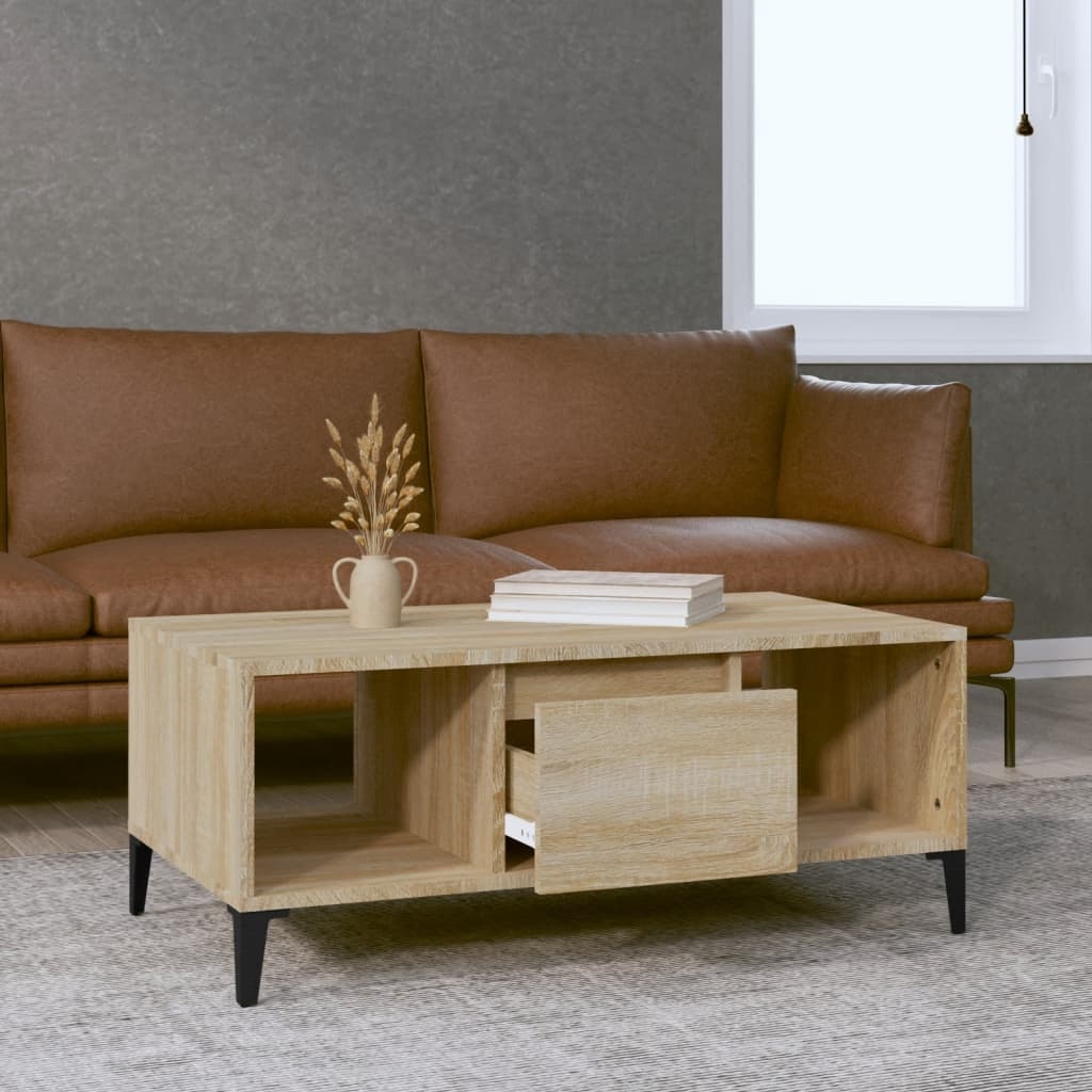 VidaXL Salontafel 90x50x36,5 cm bewerkt hout sonoma eikenkleurig