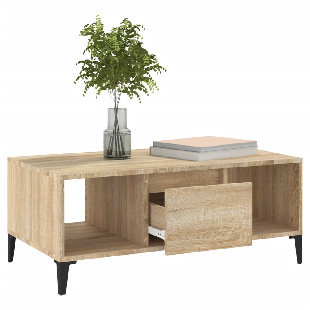 VidaXL Salontafel 90x50x36,5 cm bewerkt hout sonoma eikenkleurig