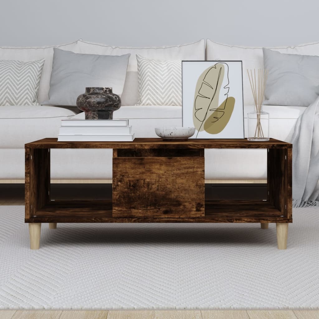 VidaXL Salontafel 90x50x36,5 cm bewerkt hout gerookt eikenkleurig