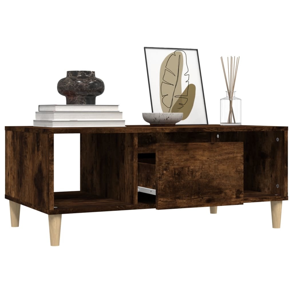 VidaXL Salontafel 90x50x36,5 cm bewerkt hout gerookt eikenkleurig