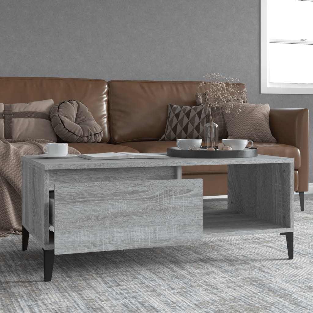 VidaXL Salontafel 90x50x36,5 cm bewerkt hout grijs sonoma