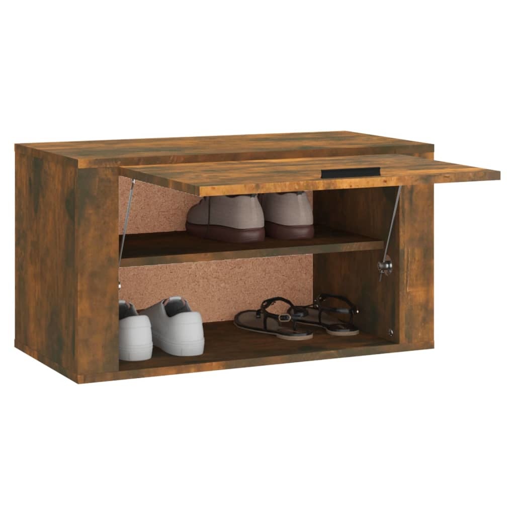 VidaXL Wandschoenenkast 70x35x38 cm massief grenenhout gerookt eiken