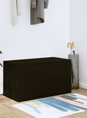 VidaXL Wandschoenenkast 70x35x38 cm bewerkt hout zwart