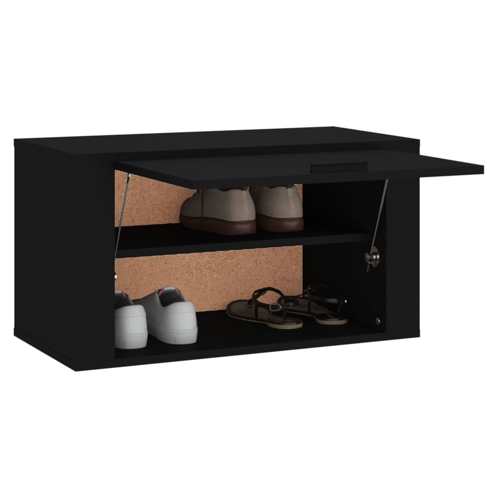 VidaXL Wandschoenenkast 70x35x38 cm bewerkt hout zwart