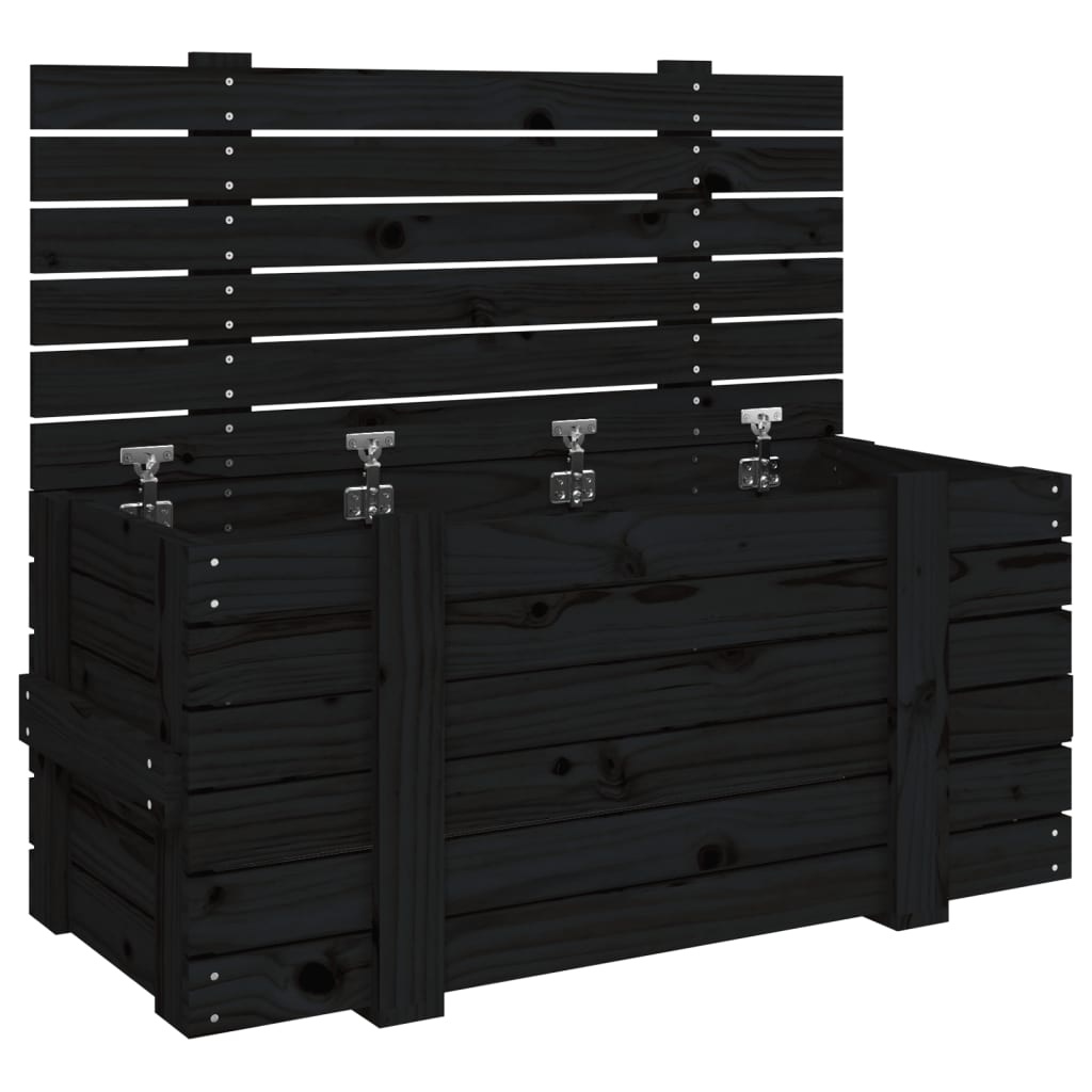 VidaXL Opbergbox 91x40,5x42 cm massief grenenhout zwart