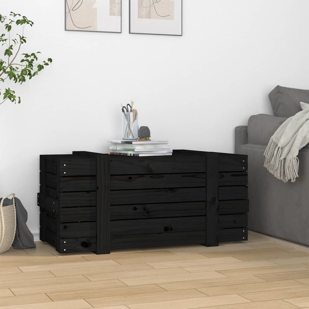 VidaXL Opbergbox 91x40,5x42 cm massief grenenhout zwart