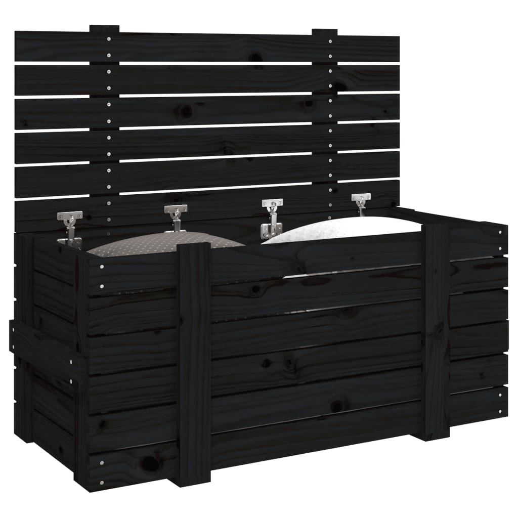 VidaXL Opbergbox 91x40,5x42 cm massief grenenhout zwart