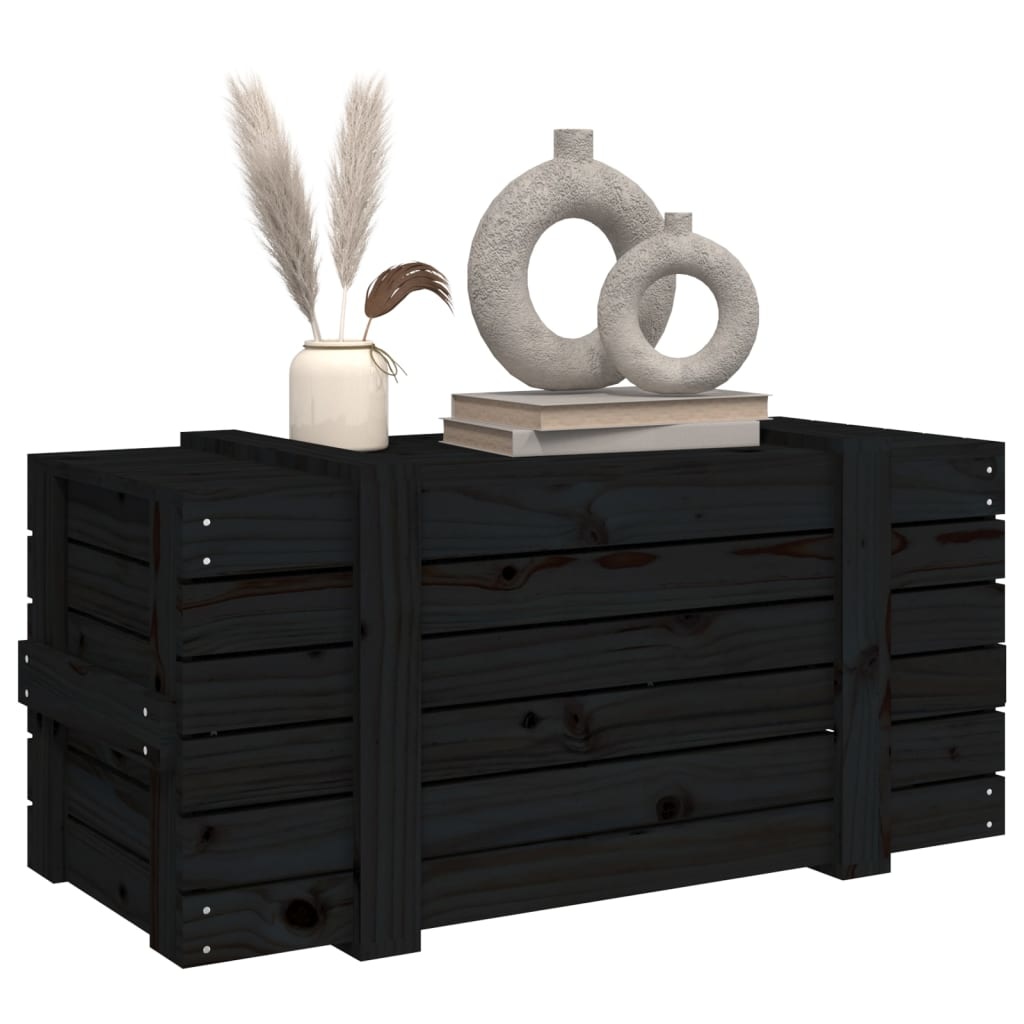 VidaXL Opbergbox 91x40,5x42 cm massief grenenhout zwart
