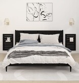 VidaXL Nachtkastjes wandgemonteerd 2 st massief grenenhout zwart