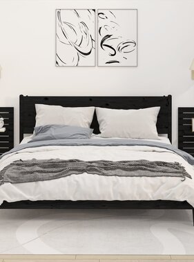 VidaXL Nachtkastjes wandgemonteerd 2 st massief grenenhout zwart