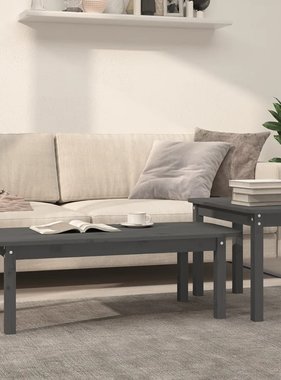 VidaXL 2-delige Salontafelset massief grenenhout grijs