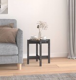 VidaXL Salontafel Ø 42,5x45 cm massief grenenhout grijs