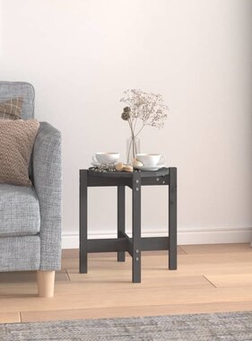 VidaXL Salontafel Ø 42,5x45 cm massief grenenhout grijs