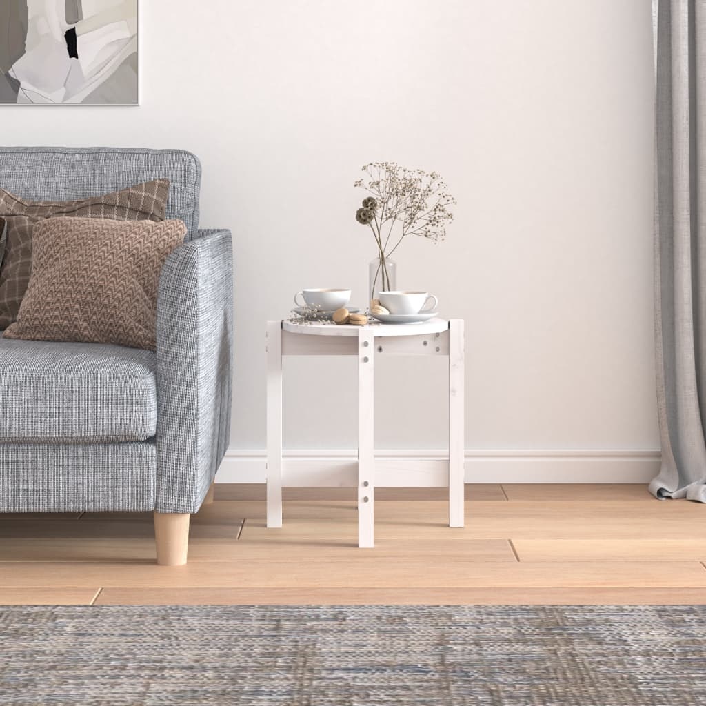 VidaXL Salontafel Ø 42,5x45 cm massief grenenhout wit