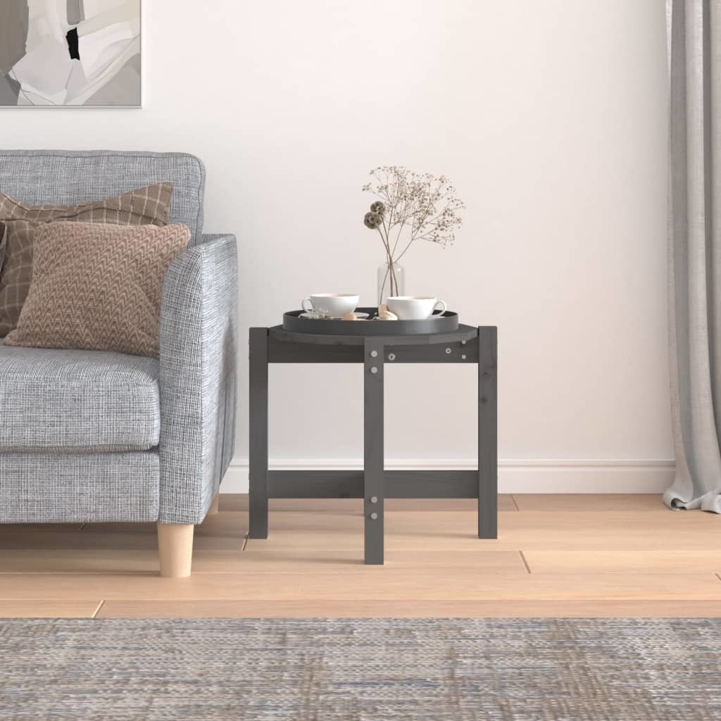 VidaXL Salontafel Ø 52,5x45 cm massief grenenhout grijs