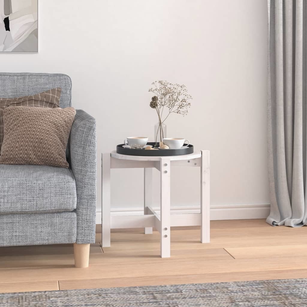 VidaXL Salontafel Ø 52,5x45 cm massief grenenhout wit