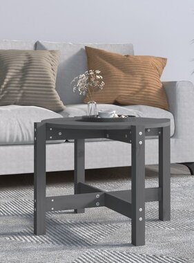 VidaXL Salontafel Ø 62,5x45 cm massief grenenhout grijs