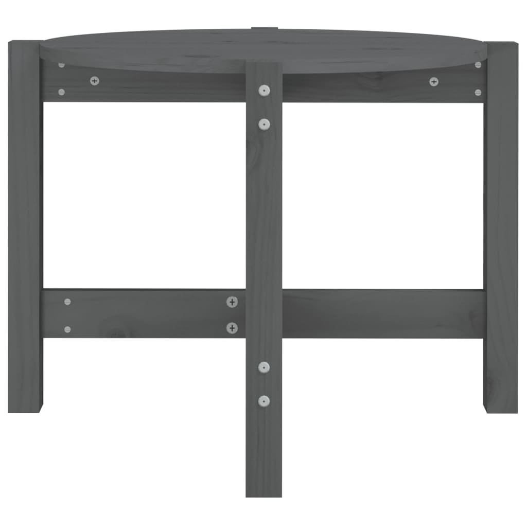 VidaXL Salontafel Ø 62,5x45 cm massief grenenhout grijs