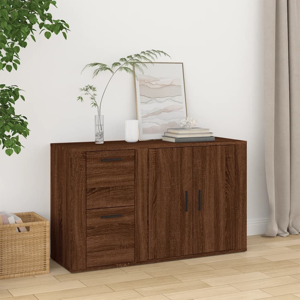 VidaXL Dressoir 100x33x59,5 cm bewerkt hout bruineikenkleurig