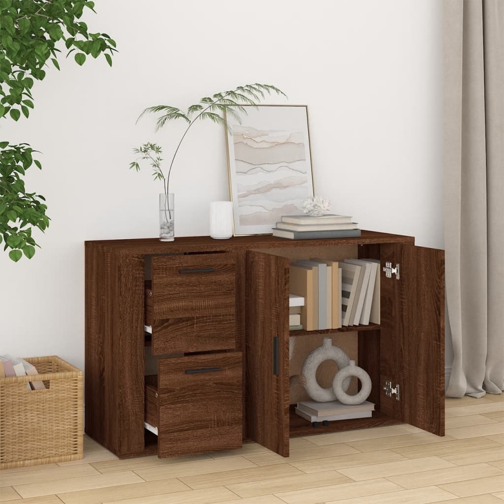 VidaXL Dressoir 100x33x59,5 cm bewerkt hout bruineikenkleurig