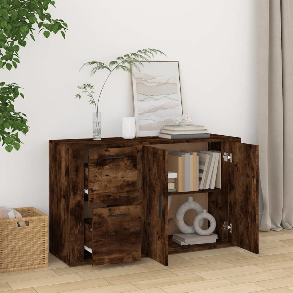 VidaXL Dressoir 100x33x59,5 cm bewerkt hout gerookt eikenkleurig