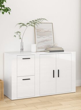 VidaXL Dressoir 100x33x59,5 cm bewerkt hout hoogglans wit
