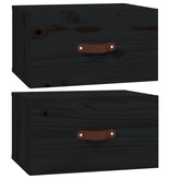 VidaXL Nachtkastjes 2 st wandgemonteerd 40x29,5x22 cm zwart